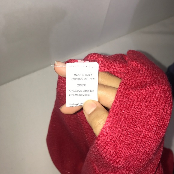 Isabella D. Ruby Red Sparkle Modal Long Sleeve Top - Picture 11 of 11